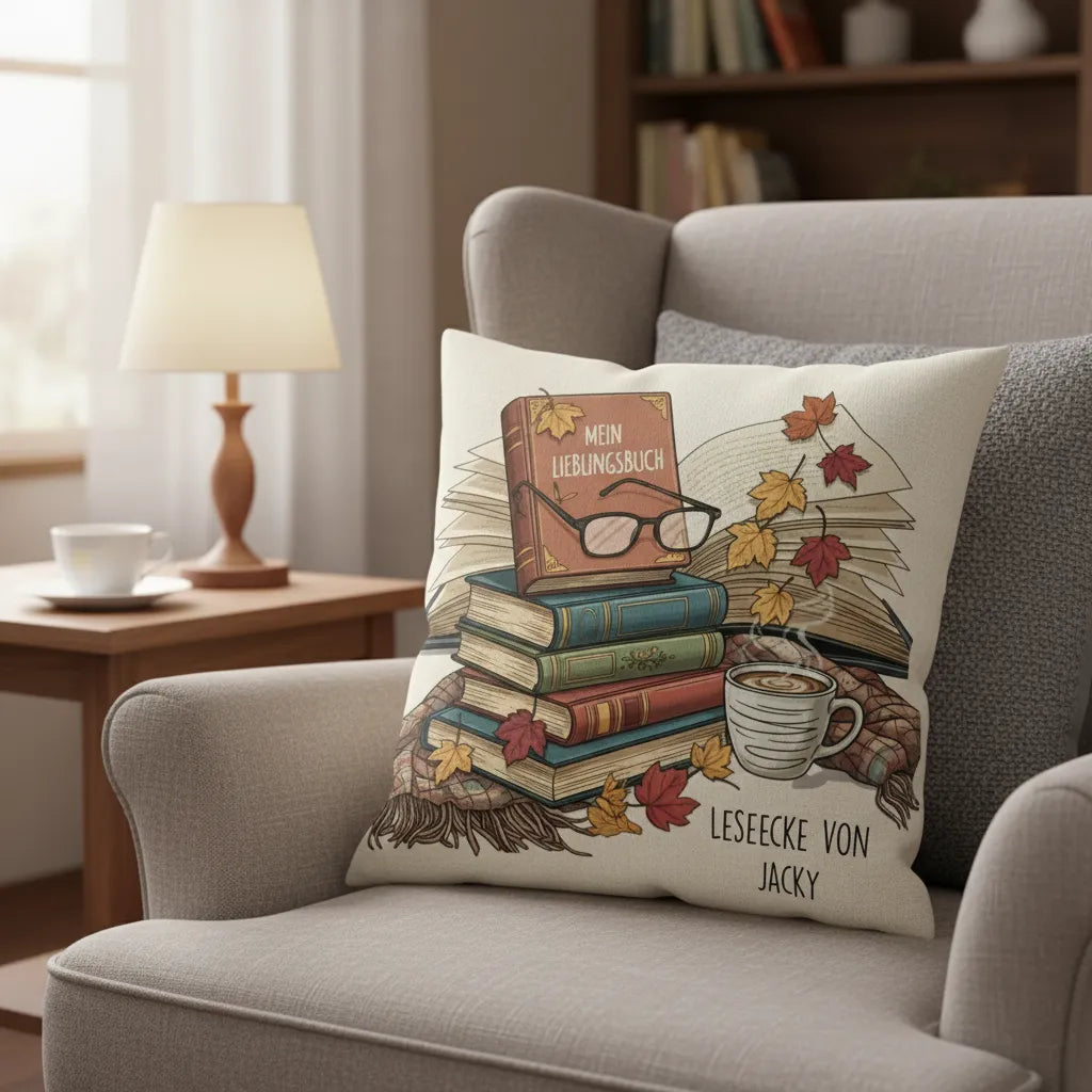 Kissenbezug mein Lieblingsbuch mit Deinem Text