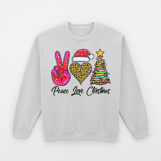 Peace Love Christmas Sweatshirt mit Weihnachtsmotiv