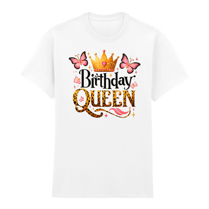 Birthday Queen T-Shirt mit Krone und Schmetterlingen