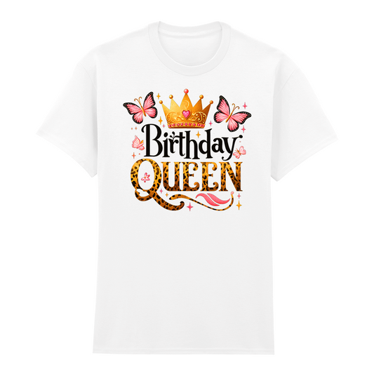 Birthday Queen T-Shirt mit Krone und Schmetterlingen