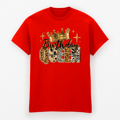 Birthday Queen T-Shirt mit Krone im Tier-Look
