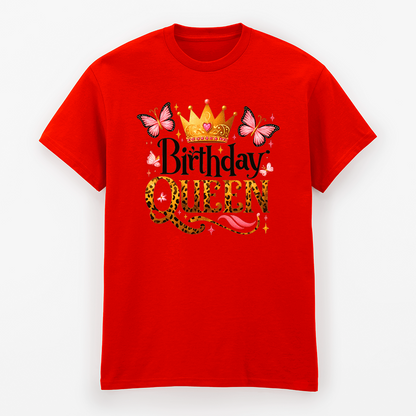 Birthday Queen T-Shirt mit Krone und Schmetterlingen