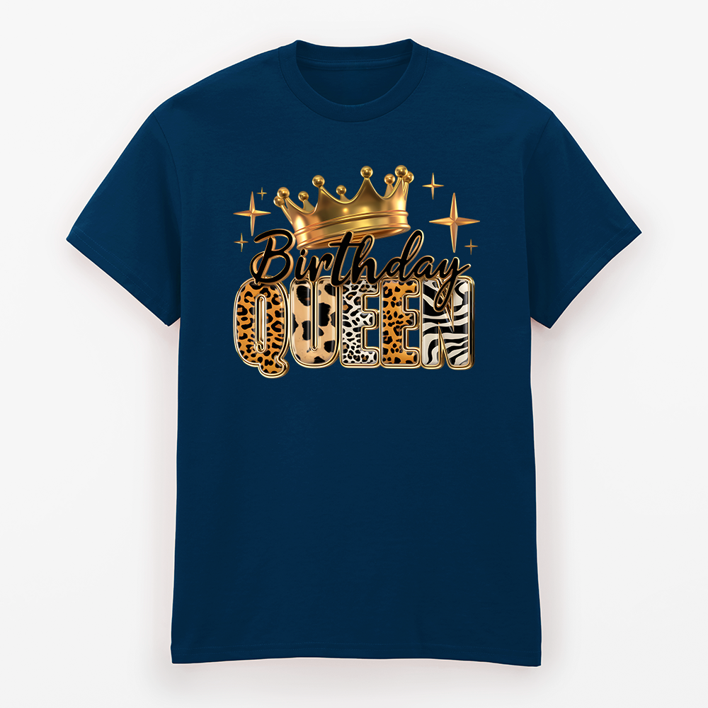 Birthday Queen T-Shirt mit Krone im Tier-Look