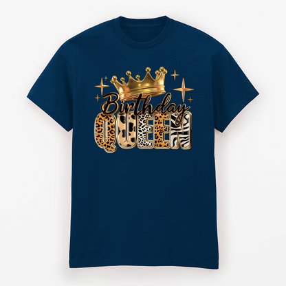 Birthday Queen T-Shirt mit Krone im Tier-Look