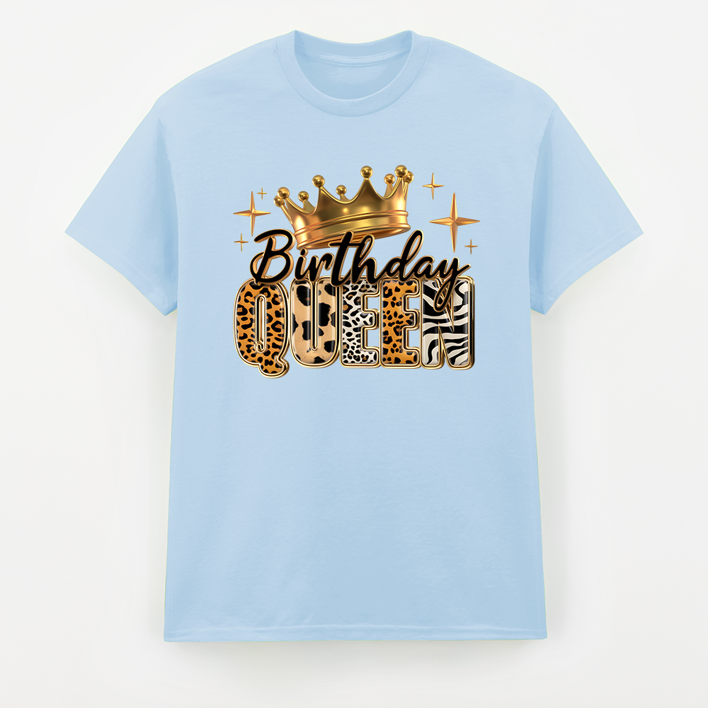 Birthday Queen T-Shirt mit Krone im Tier-Look