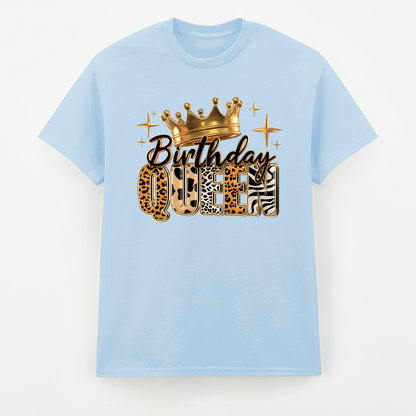 Birthday Queen T-Shirt mit Krone im Tier-Look