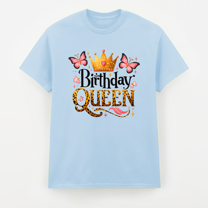 Birthday Queen T-Shirt mit Krone und Schmetterlingen