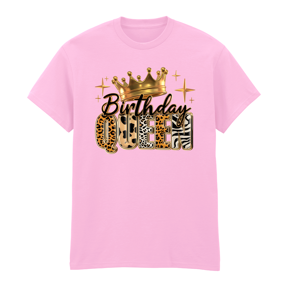 Birthday Queen T-Shirt mit Krone im Tier-Look