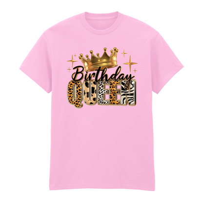 Birthday Queen T-Shirt mit Krone im Tier-Look