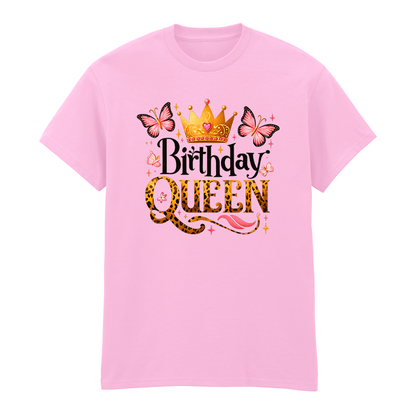 Birthday Queen T-Shirt mit Krone und Schmetterlingen