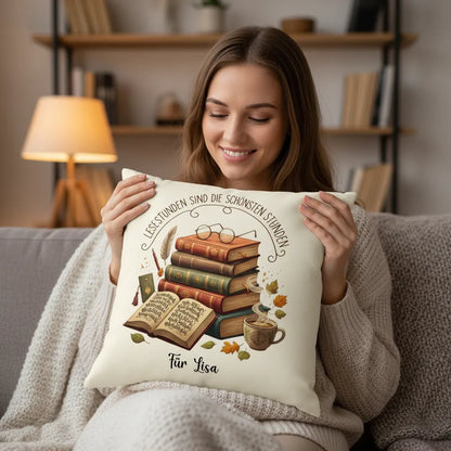 Kissenbezug für Leseratten mit Deinem Text