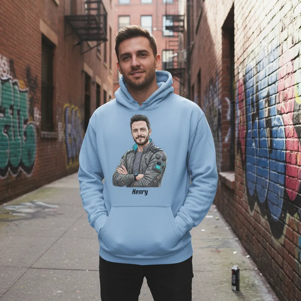 Cyberpunk Design - Hoodie mit Deinem Bild & Text