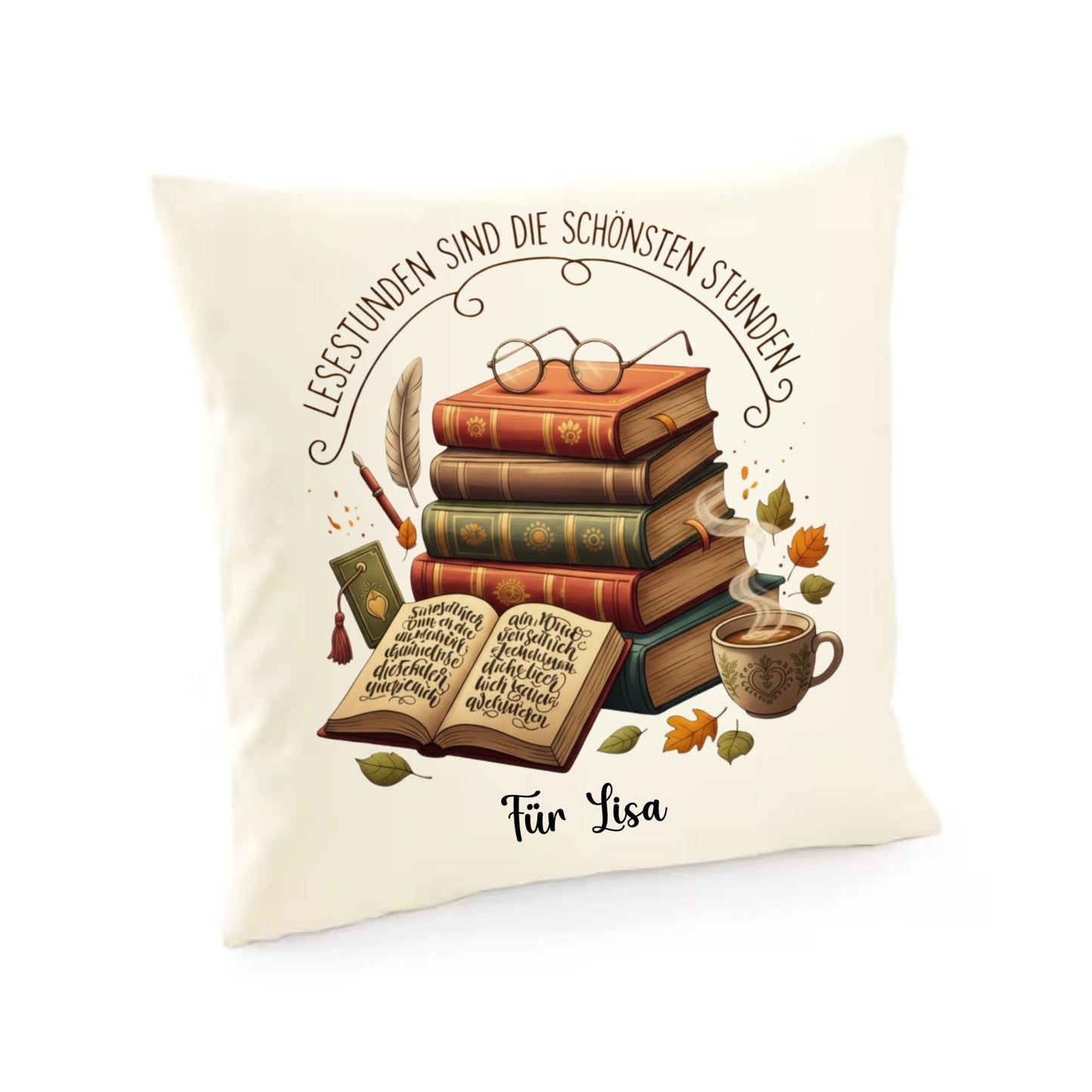 Kissenbezug für Leseratten mit Deinem Text