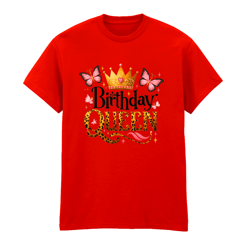 T-Shirt<br>Birthday Queen Schmetterlinge