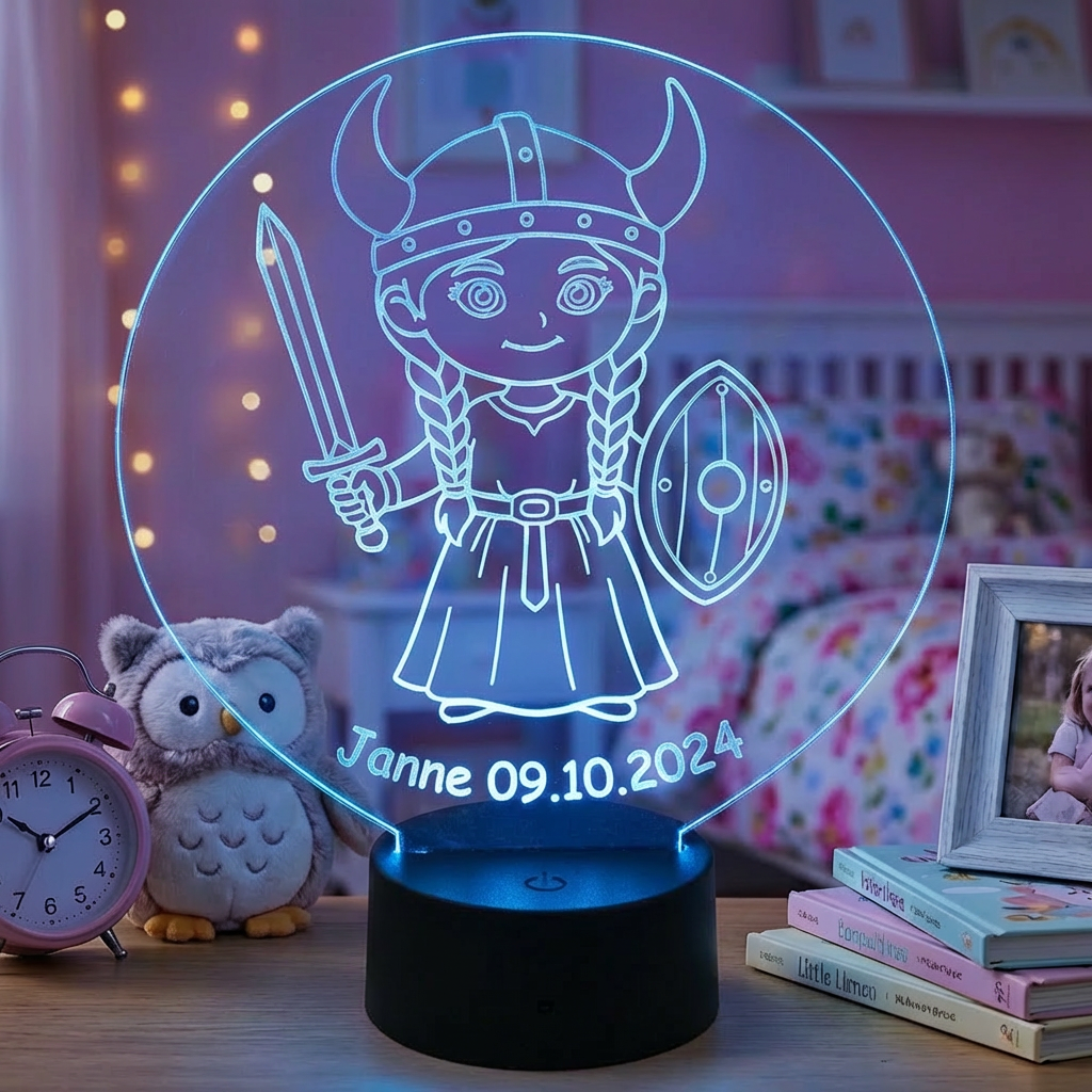 Personalisierte Acrylglas Tischleuchte - Wikingermädchen