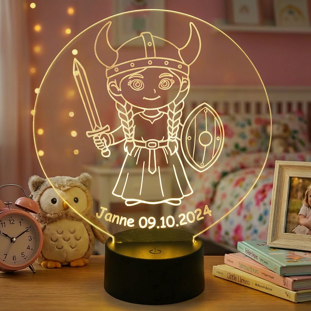 Personalisierte Acrylglas Tischleuchte - Wikingermädchen