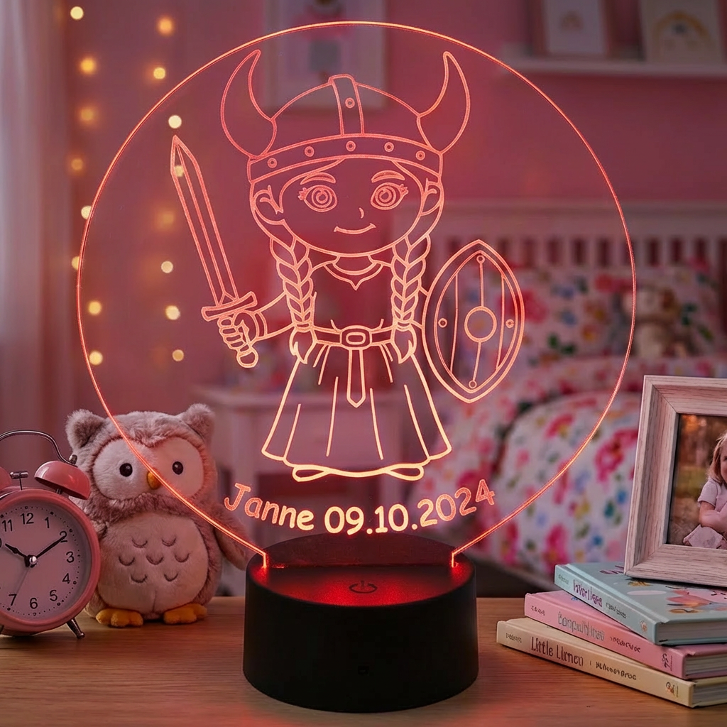 Personalisierte Acrylglas Tischleuchte - Wikingermädchen