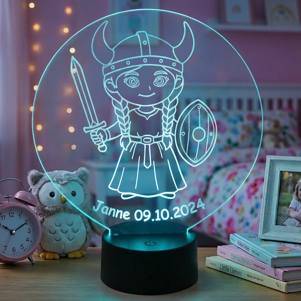 Personalisierte Acrylglas Tischleuchte - Wikingermädchen