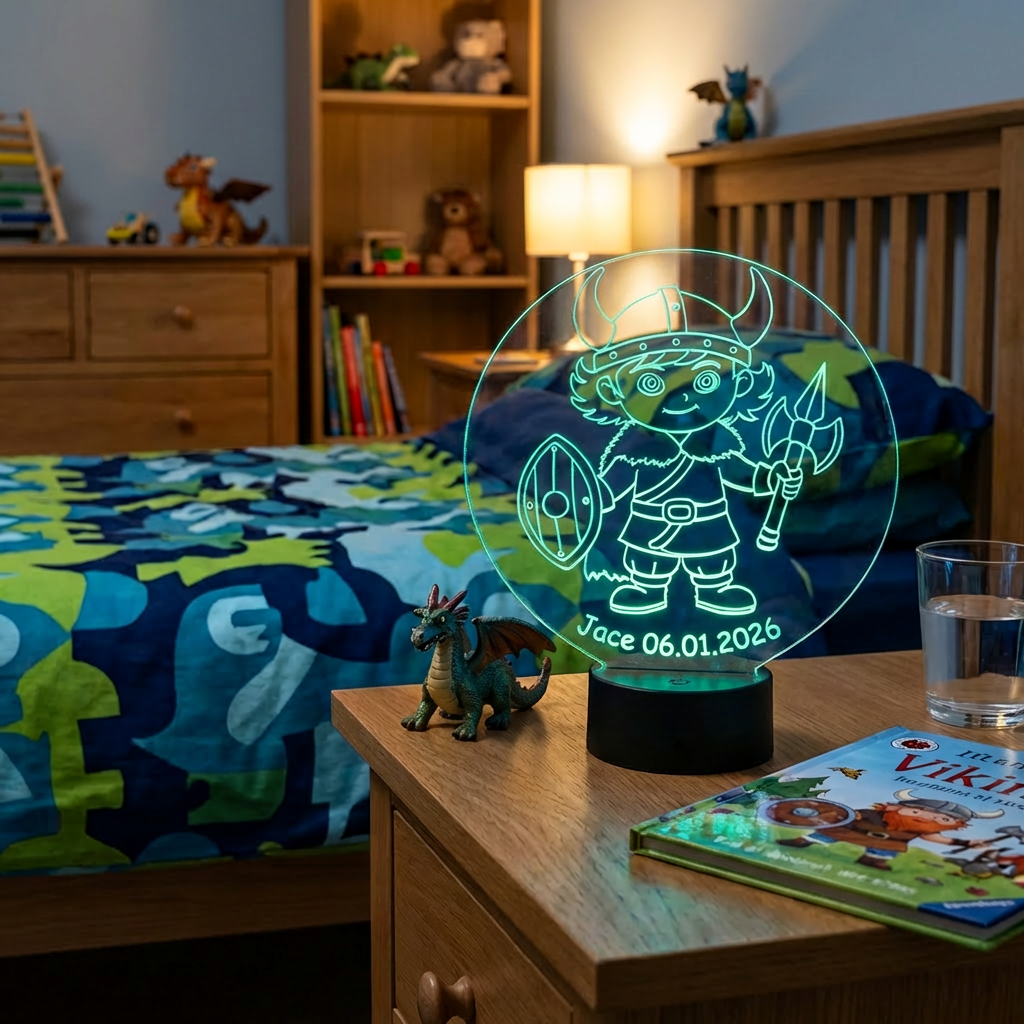 Personalisierte Acrylglas Tischleuchte - Wikingerjunge
