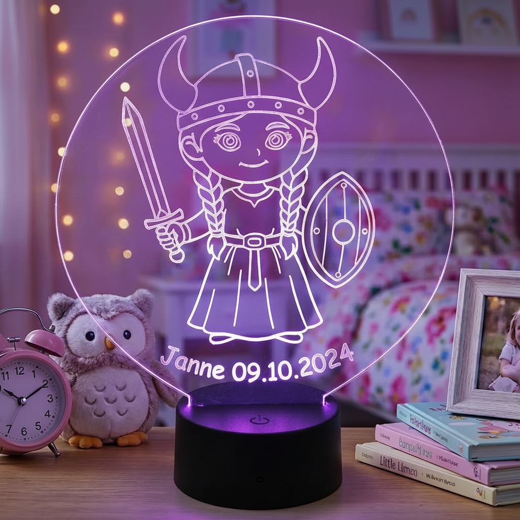 Personalisierte Acrylglas Tischleuchte - Wikingermädchen