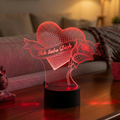 Personalisierte Acrylglas Tischleuchte - Herz mit Rose