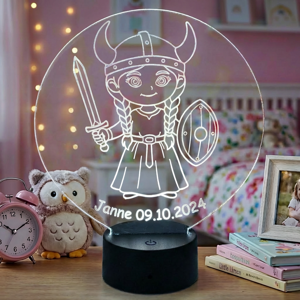Personalisierte Acrylglas Tischleuchte - Wikingermädchen