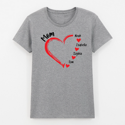 Mama Mom mit Herz - personalisiertes T-Shirt