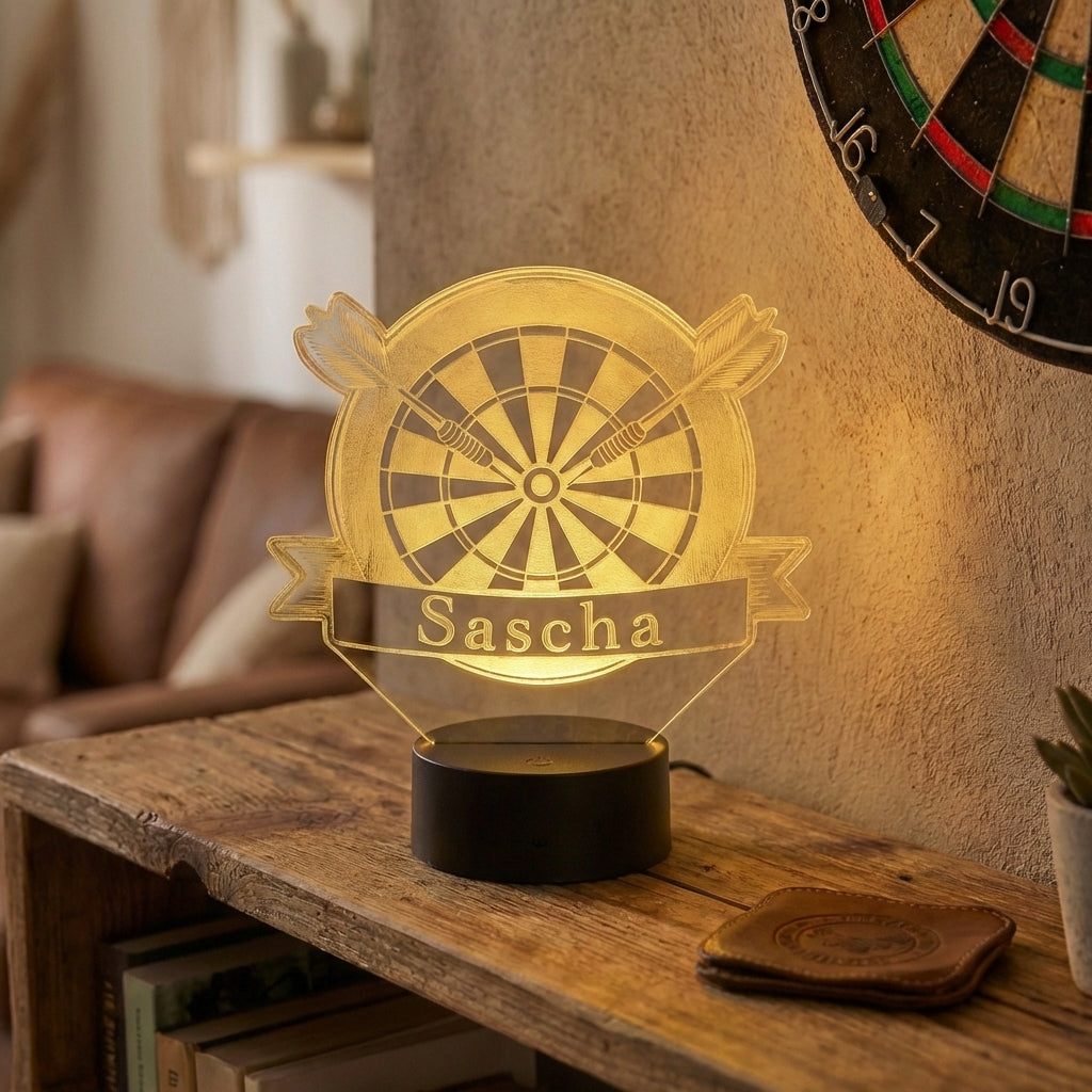 Personalisierte Acrylglas Tischleuchte - Dartscheibe