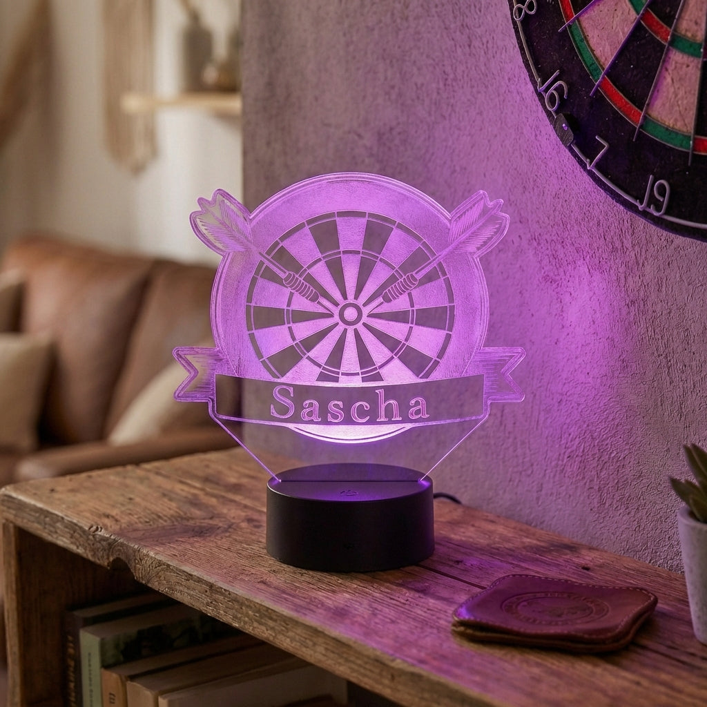 Personalisierte Acrylglas Tischleuchte - Dartscheibe