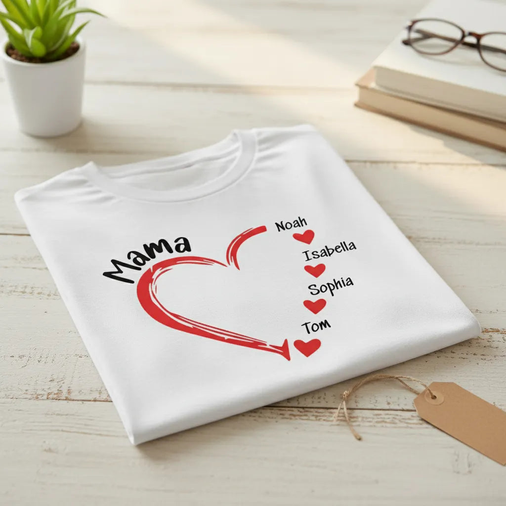 Mama Mom mit Herz - personalisiertes T-Shirt