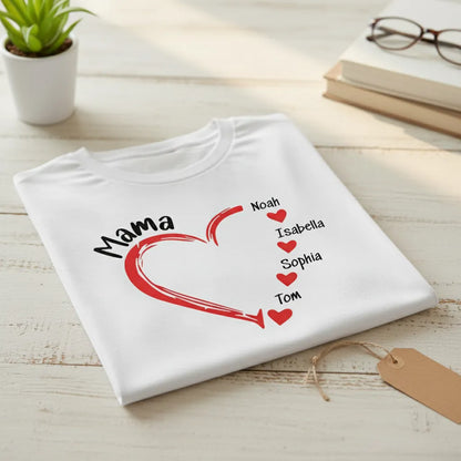 Mama Mom mit Herz - personalisiertes T-Shirt